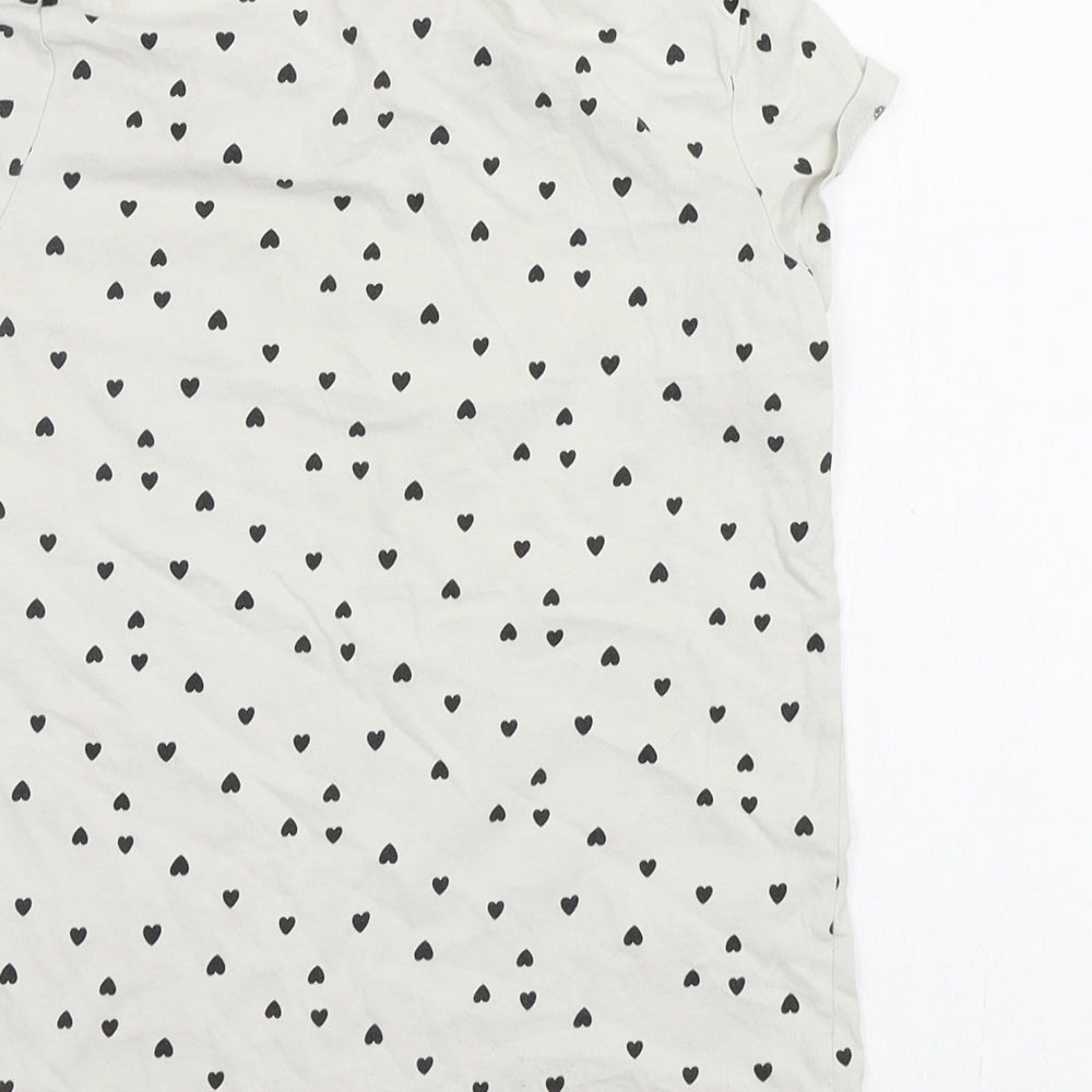 H&M Girls White Geometric Basic T-Shirt Size 4-5 Years - Hearts