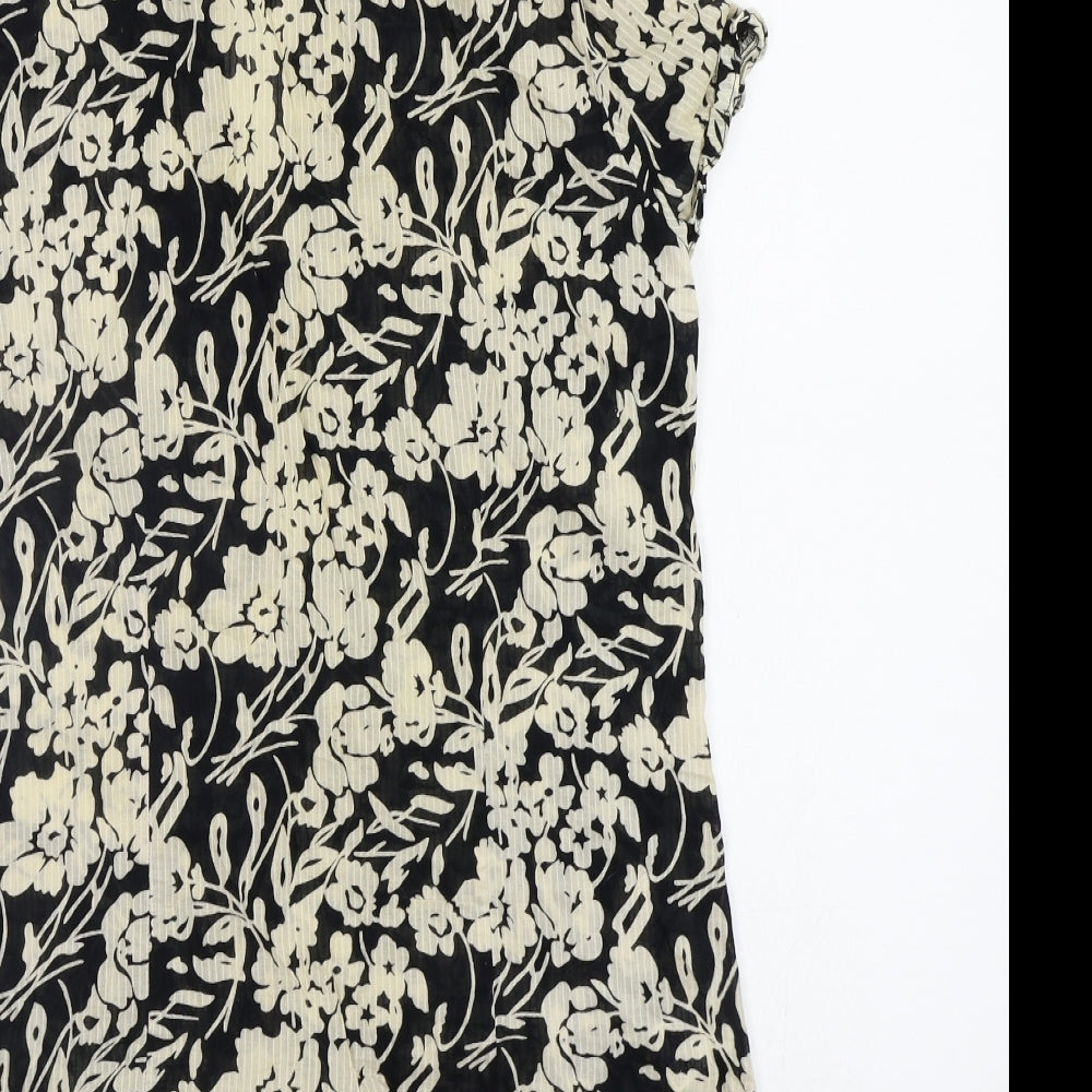Soon Womens Black Floral Basic Blouse Size 14