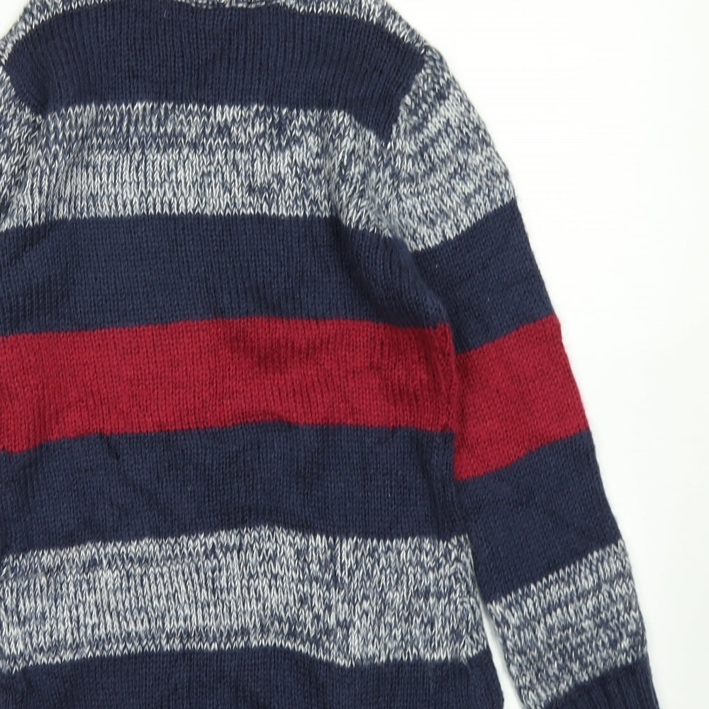FLAM Womens Blue Striped Knit Pullover Jumper Size S