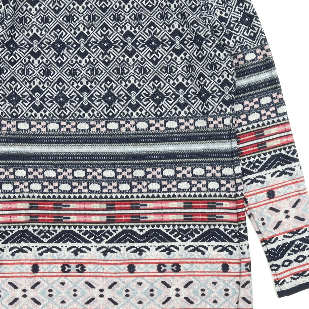 Alexara Womens Blue Batik Knit A-Line Size 14
