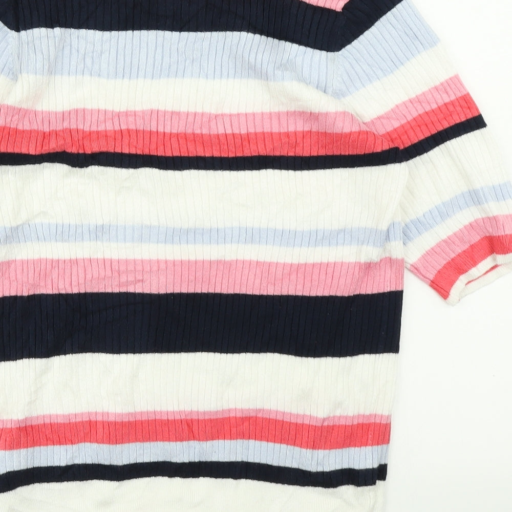Marks & Spencer Collection Womens Pink Striped Knit Pullover Jumper Size 12