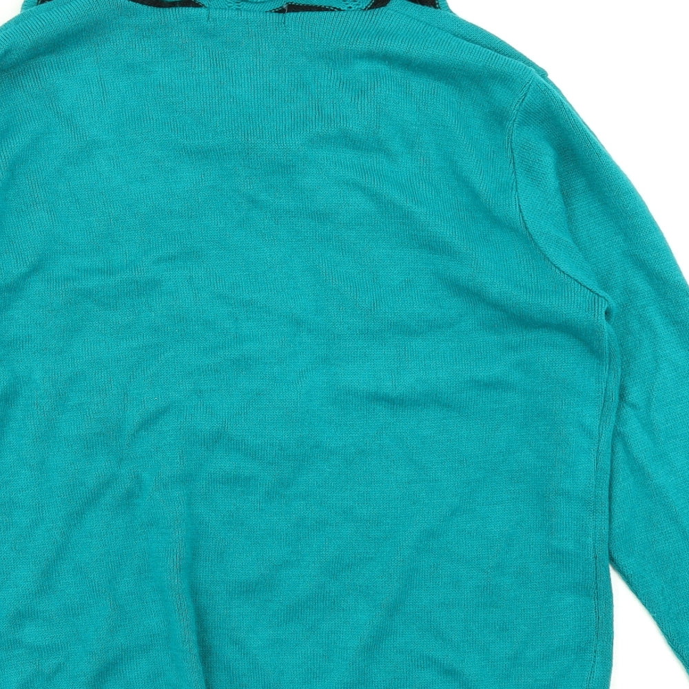 Elegant Womens Green Knit Pullover Jumper Size M