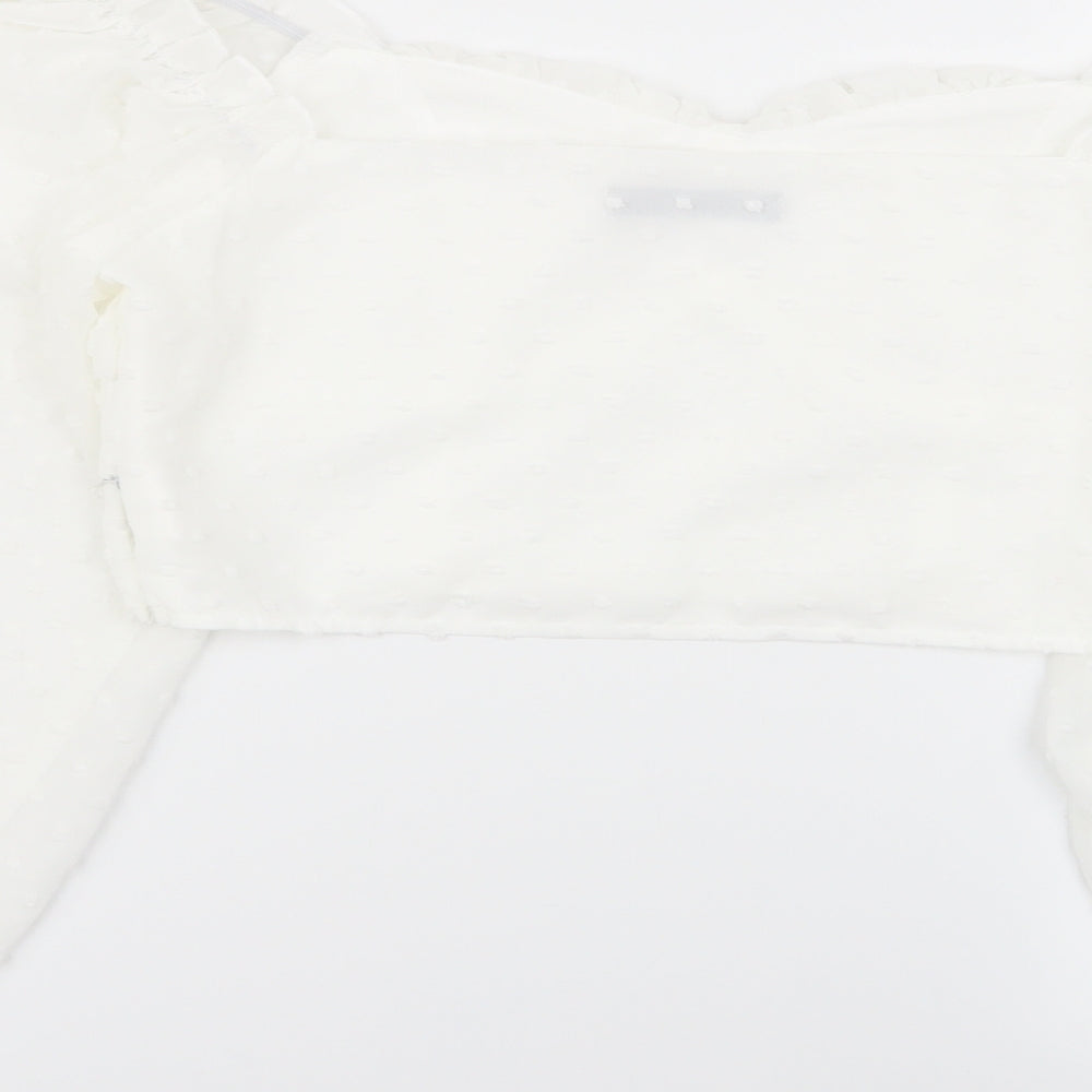 SheIn Womens White Polka Dot Basic Blouse Size S
