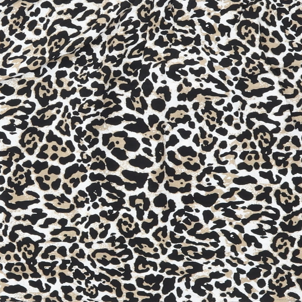 Papaya Womens Brown Animal Print Basic Blouse Size 8