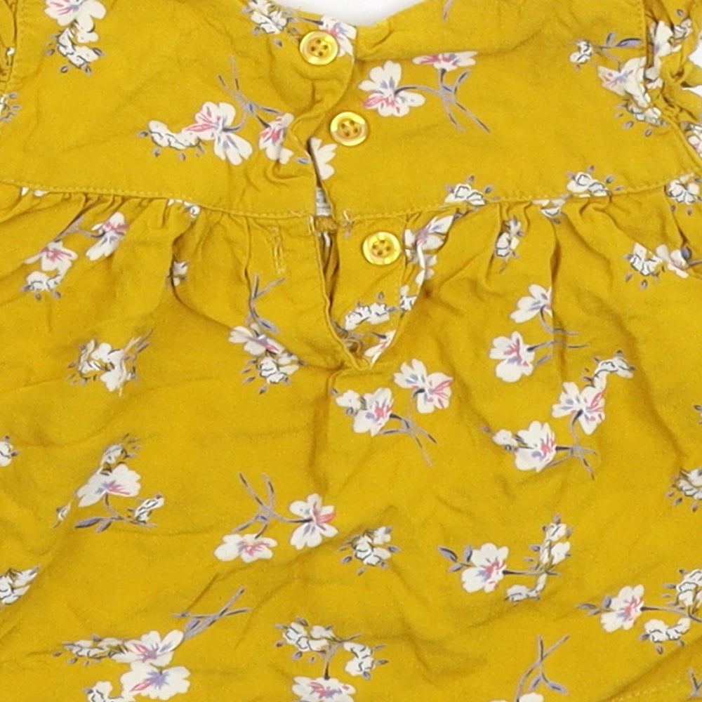 Primark Girls Yellow Floral Basic T-Shirt Size 3-6 Months