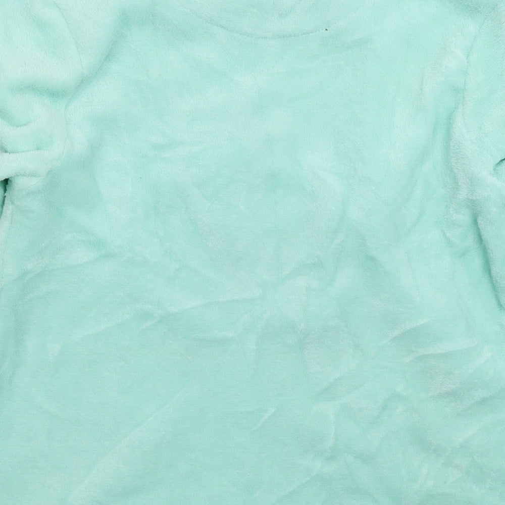Just Like You Womens Green Solid Fleece Top Pyjama Top Size 14