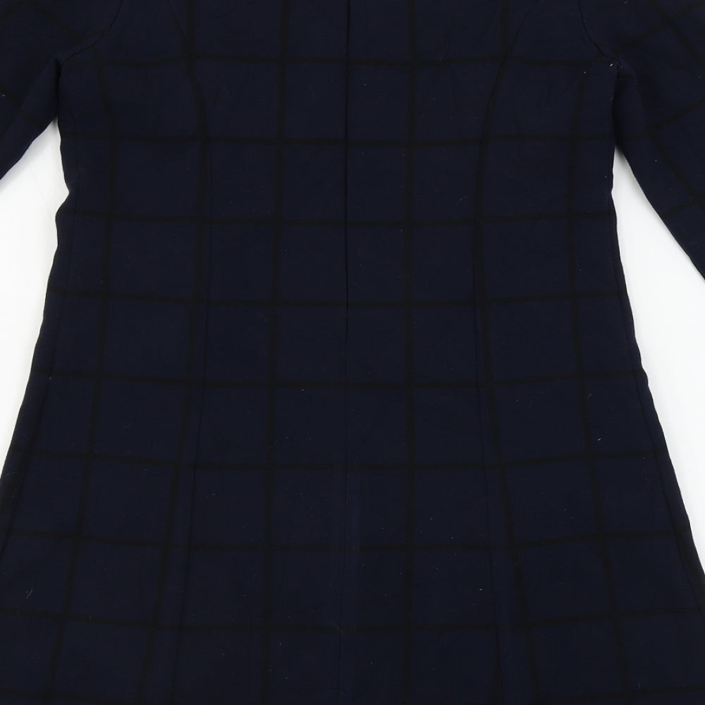 TRAFALUC Womens Blue Check A-Line Size S