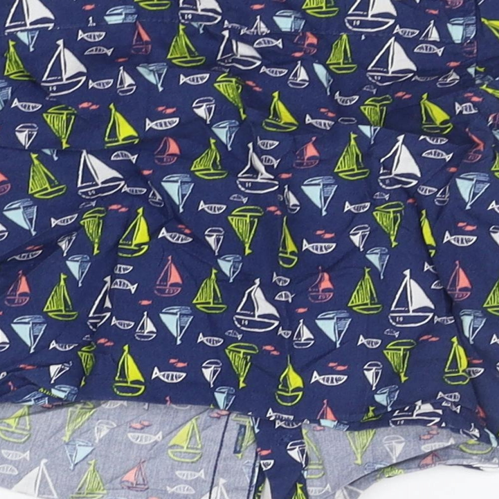 M&Co Boys Blue Geometric Basic Button-Up Size 12-18 Months