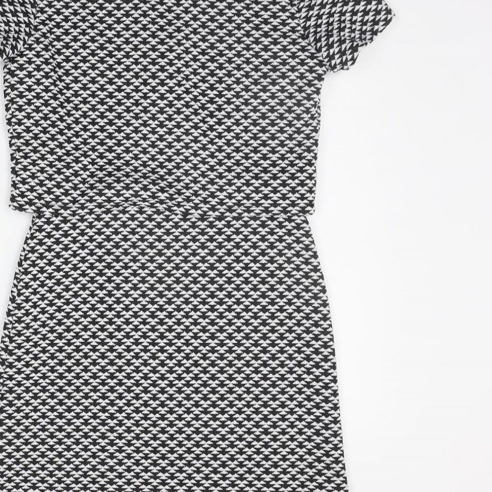 Atmosphere Womens Black Geometric A-Line Size 6