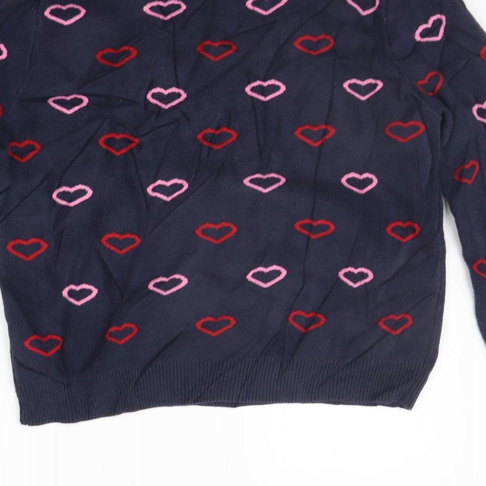 Topshop Womens Blue Geometric Pullover Jumper Size 8