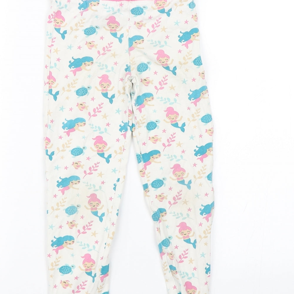 Lily & Dan Girls White Floral Pyjama Pants Size 7-8 Years - mermaids