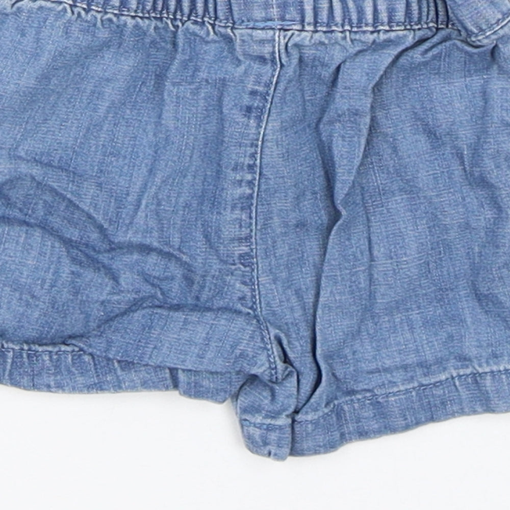 M&S Girls Blue Denim Cropped Trousers Size 3-6 Months - Shorts