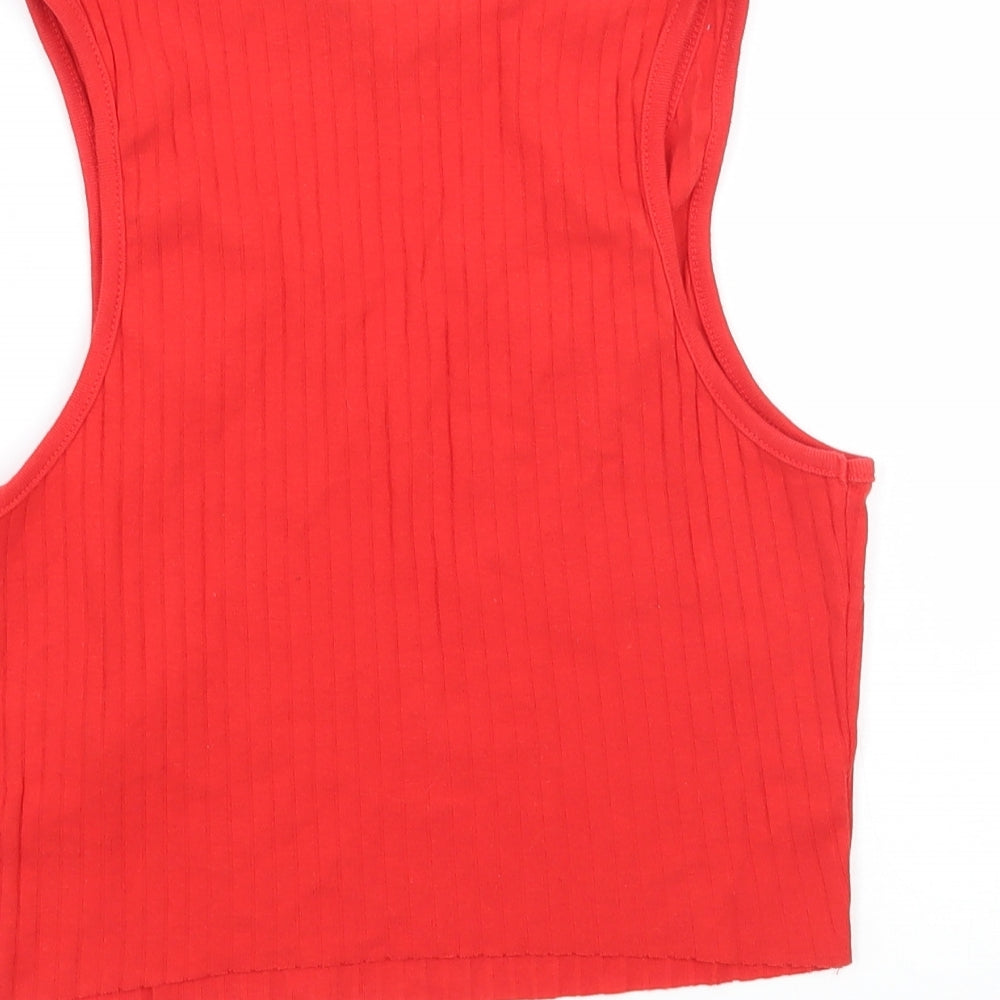 Topshop Womens Red Basic T-Shirt Size 6