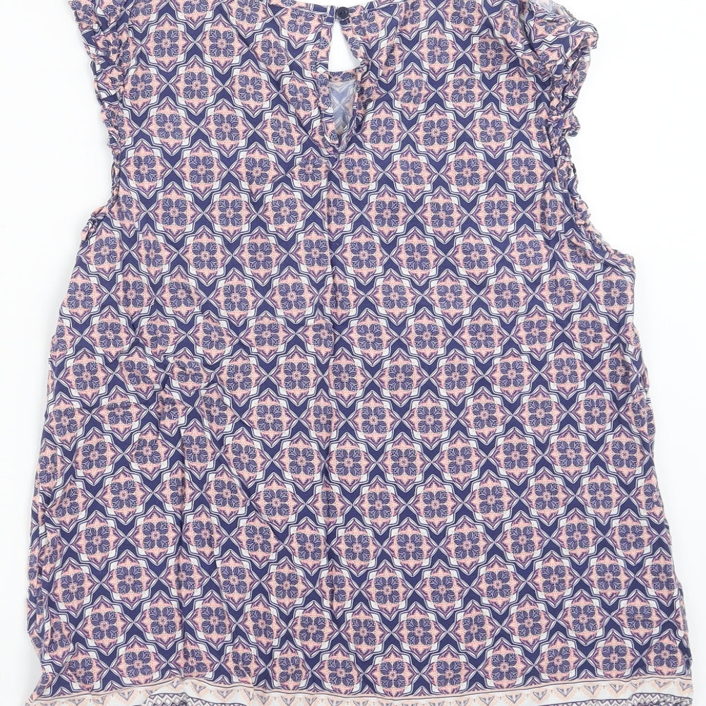 F&F Womens Blue Geometric Basic Blouse Size 12