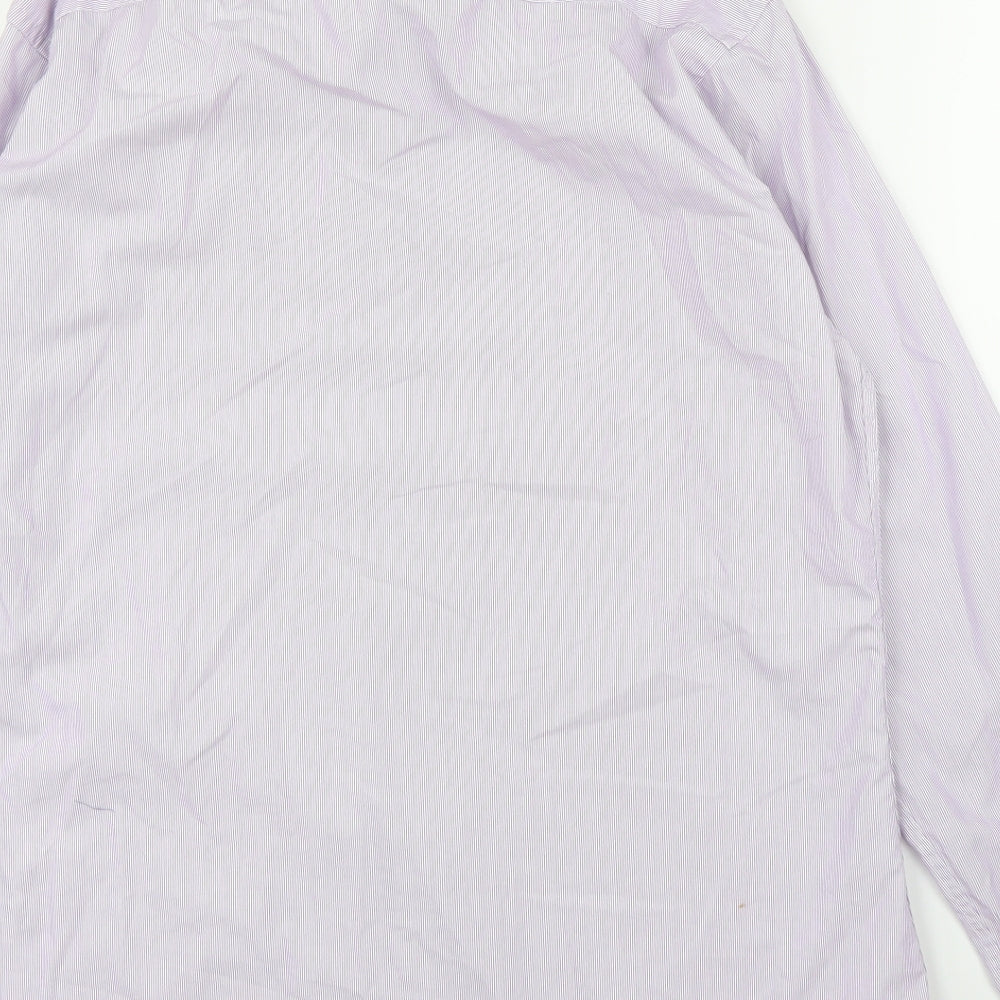 John Lewis Mens Purple Striped Button-Up Size 16