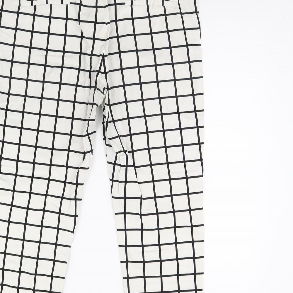Tonlion Womens White Check Trousers Size 31 L30 in