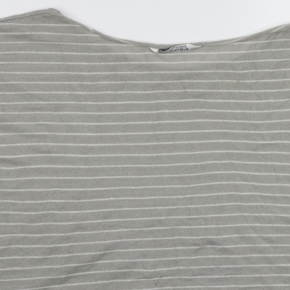 Pull &Bear Womens Grey Striped Pullover Jumper Size L