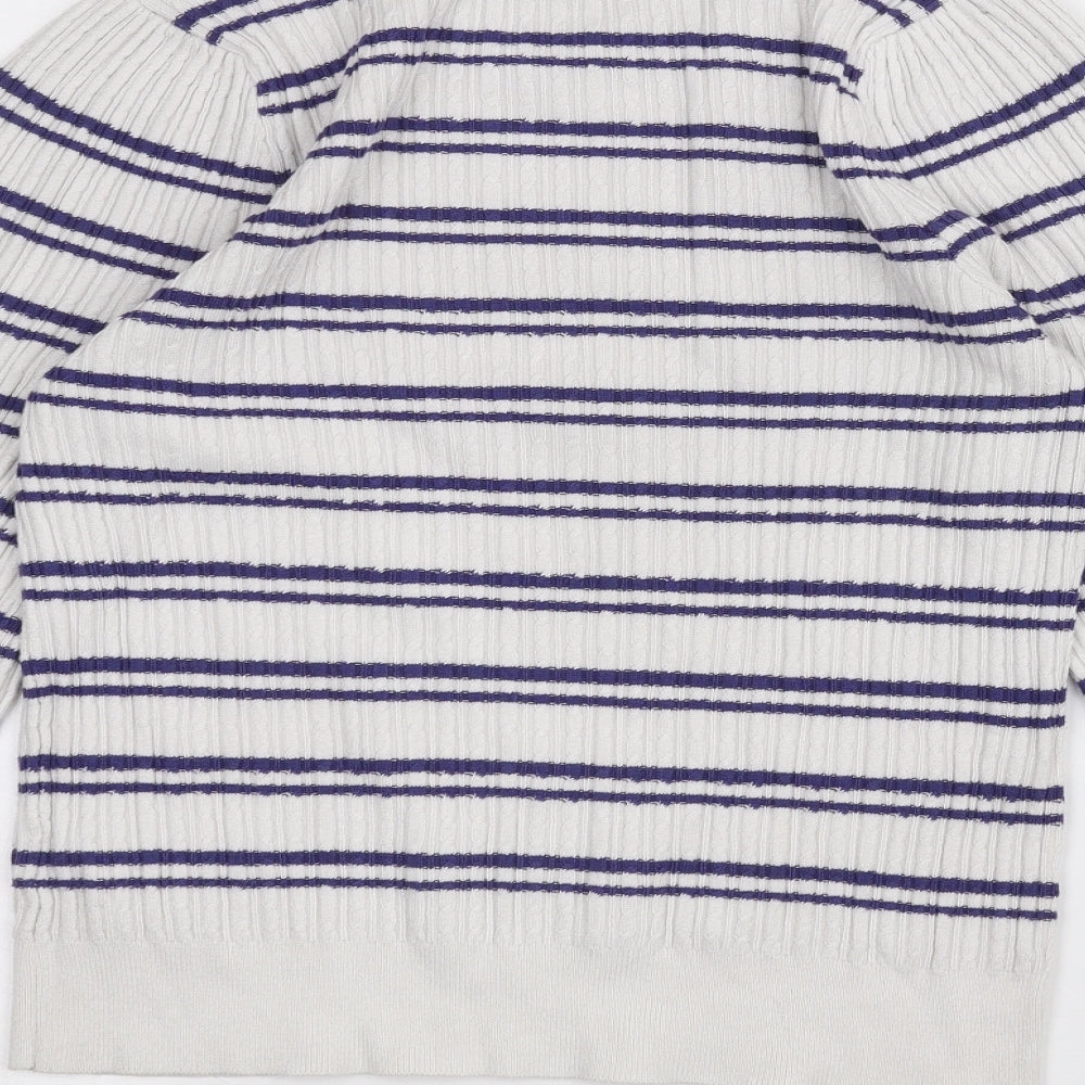 NEXT Womens White Striped Pullover Jumper Size 12