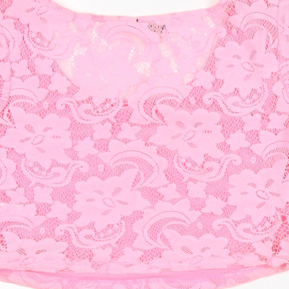 Select Womens Pink Floral Cropped Tank Size 6