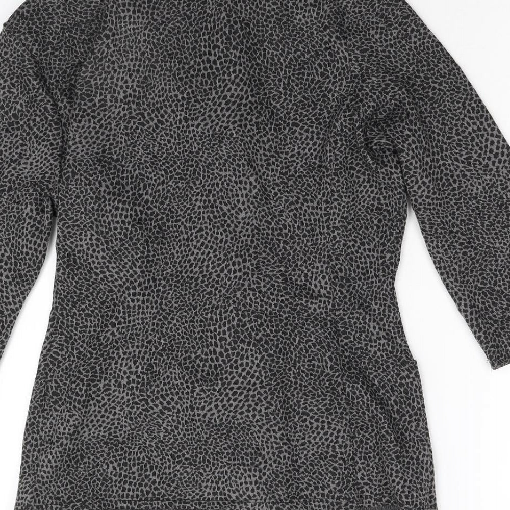 Amphora Womens Grey Animal Print Jacket Blazer Size L