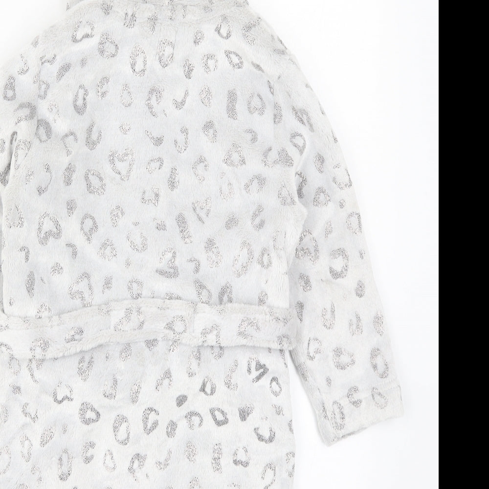 John Lewis Girls Grey Animal Print Kimono Robe Size 5 Years