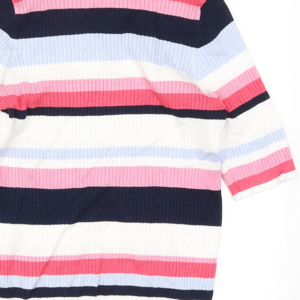 Marks & Spencer Womens Pink Striped Knit Pullover Jumper Size 16