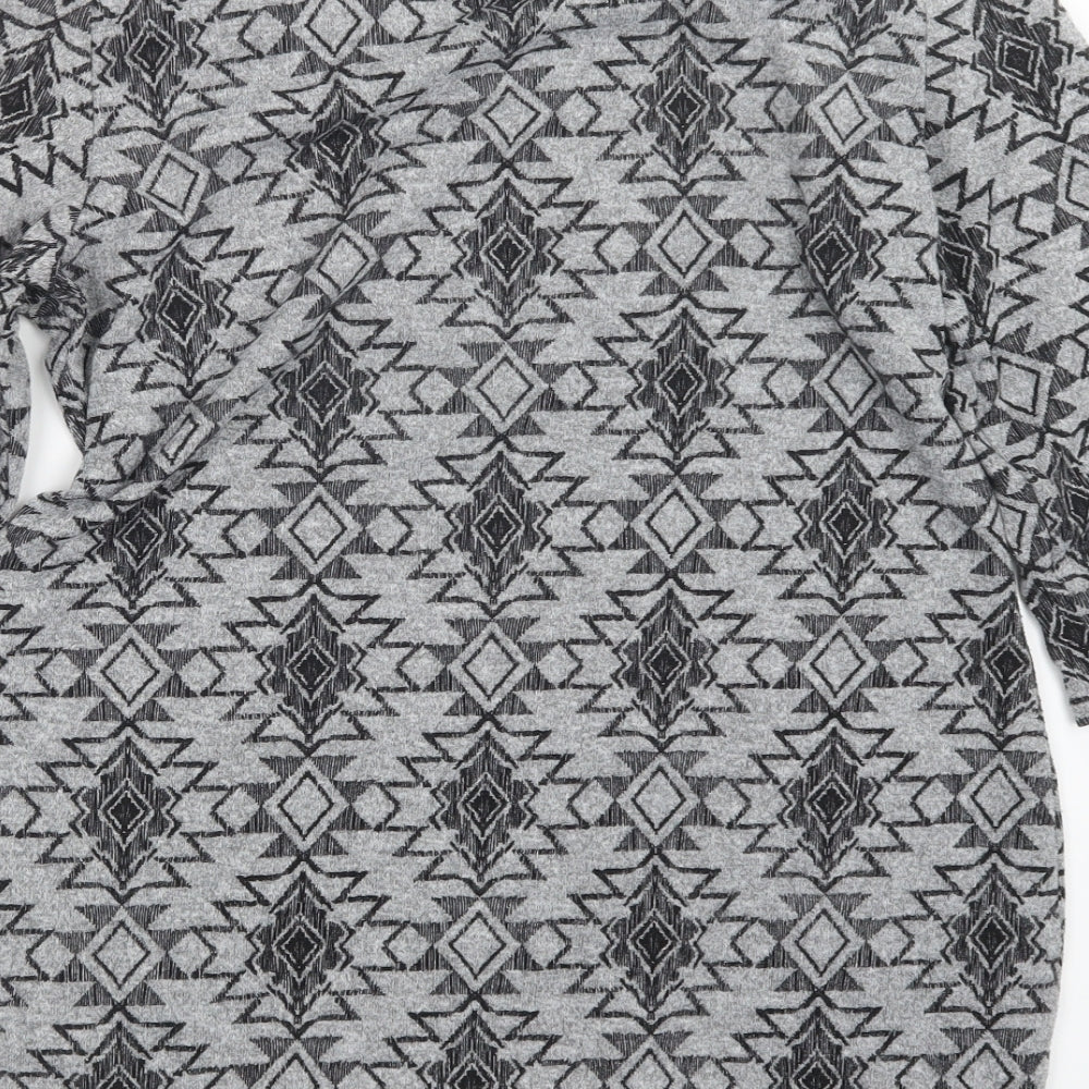 Marks and Spencer Womens Grey Geometric Pullover Jumper Size 14
