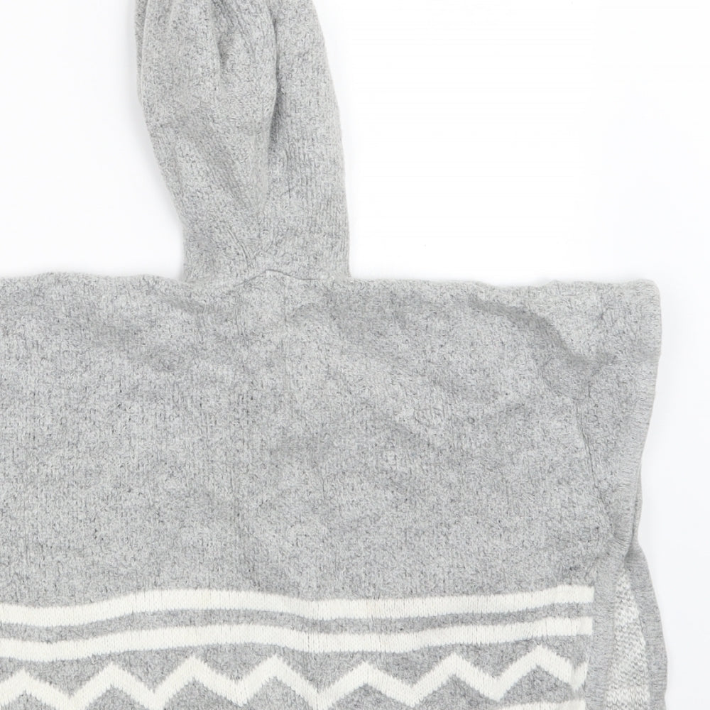 Preworn Girls Grey Knit Cape Jumper Size 5-6 Years