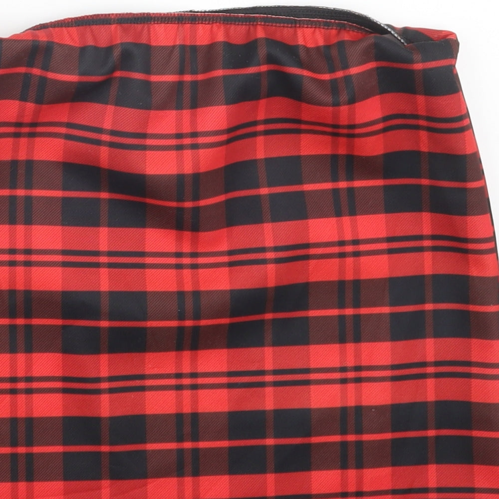 Preworn Womens Red Check Mini Skirt Size 27 in