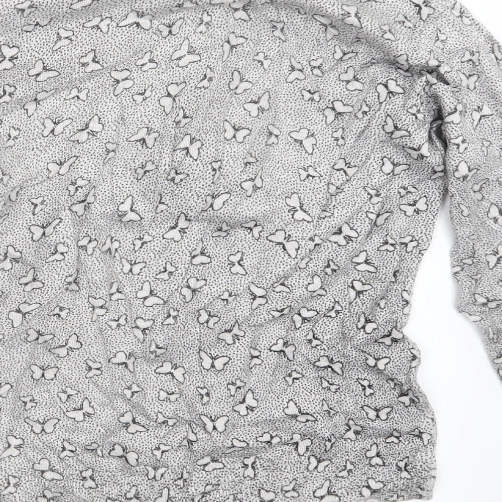 Marks & Spencer Womens Grey Geometric Knit Pullover Jumper Size 14