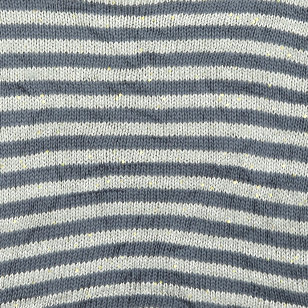 Marks & Spencer Woman Womens Blue Striped Knit Pullover Jumper Size 18