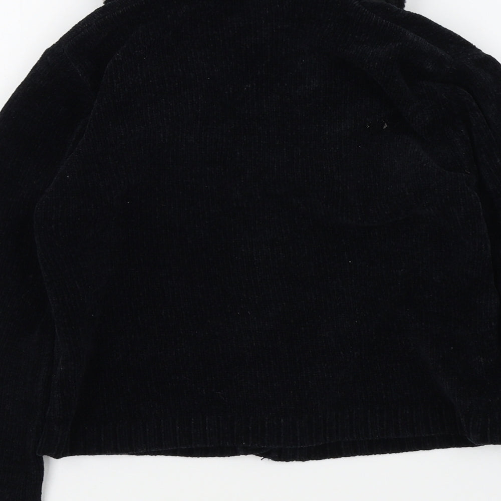 Adams Girls Black Colourblock Cardigan Jumper Size 8 Years