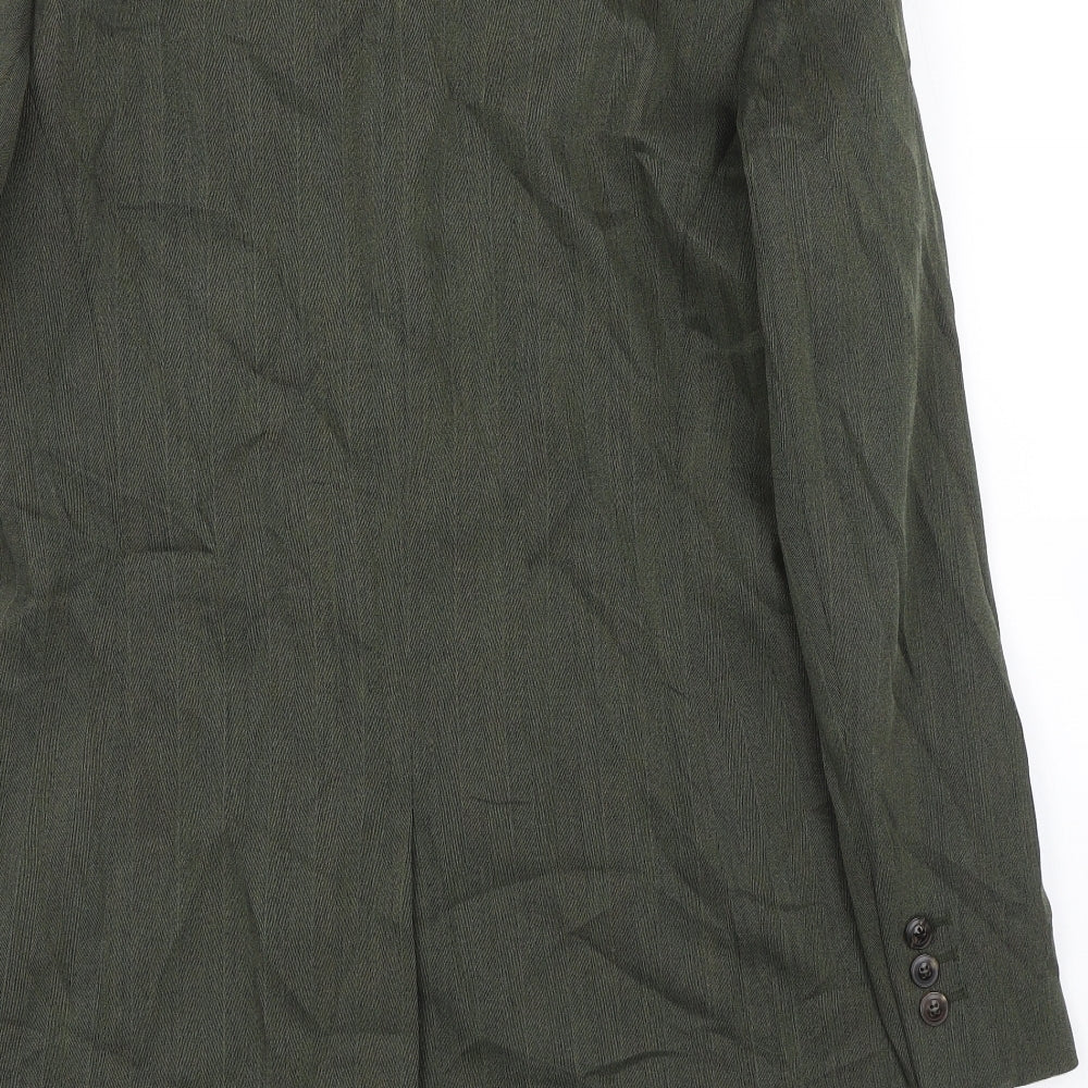 Scarabaus Womens Green Herringbone Trench Coat Blazer Size 10