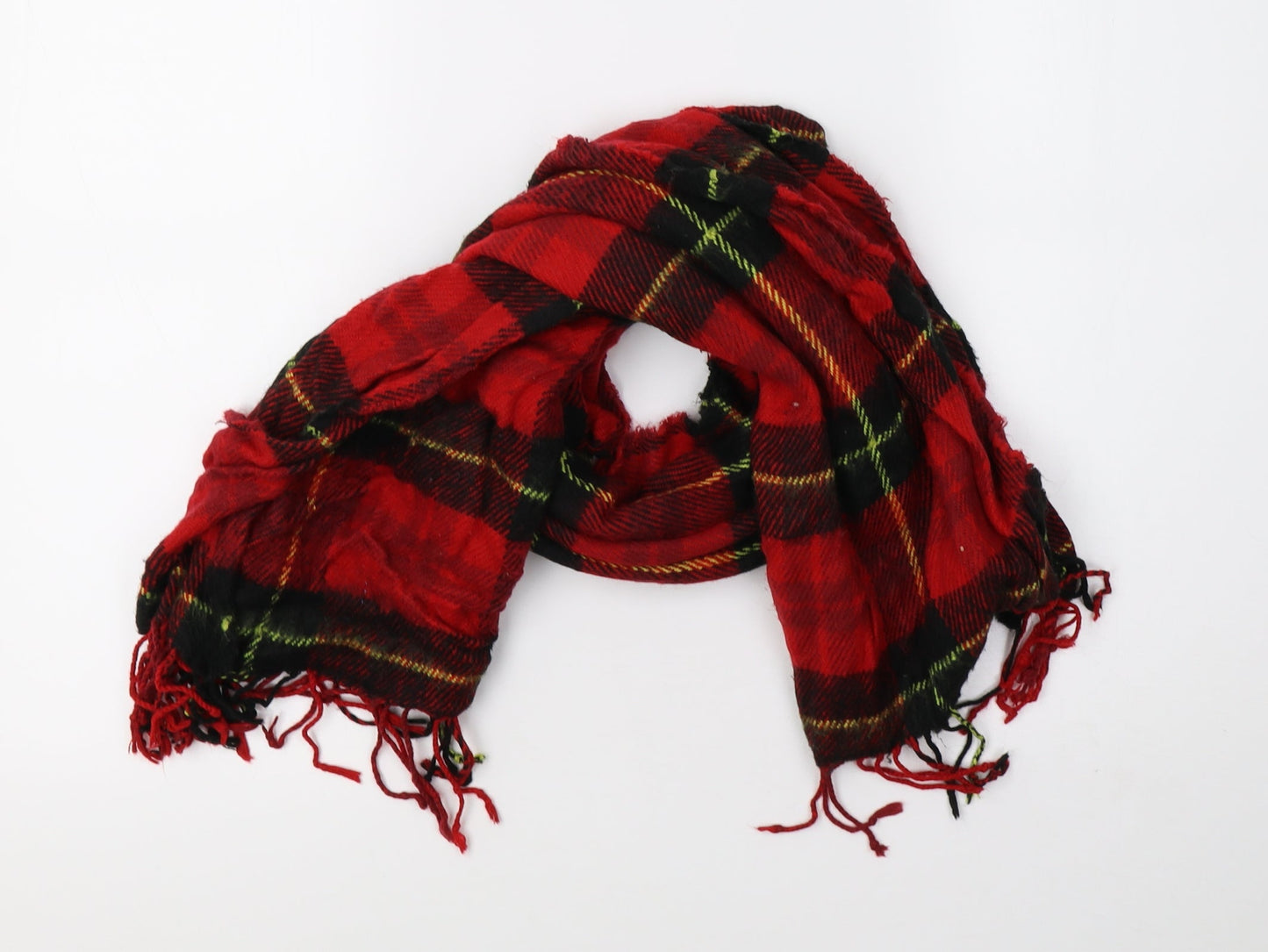 Preworn Womens Red Check Knit Scarf