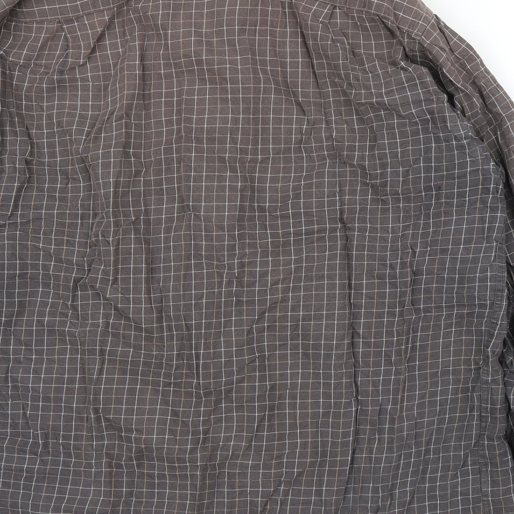 Marks & Spencer Mens Brown Check Button-Up Size 16