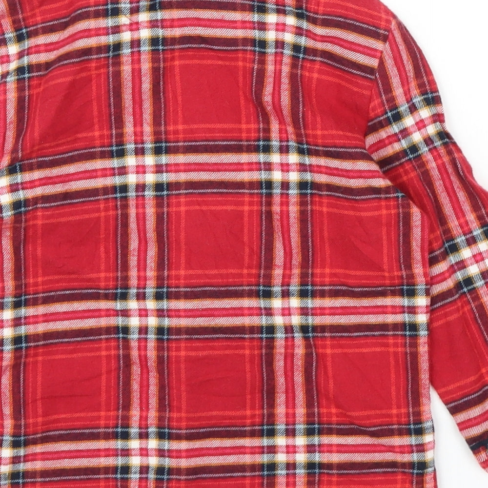 Marks & Spencer Girls Red Plaid Basic Button-Up Size 3-4 Years