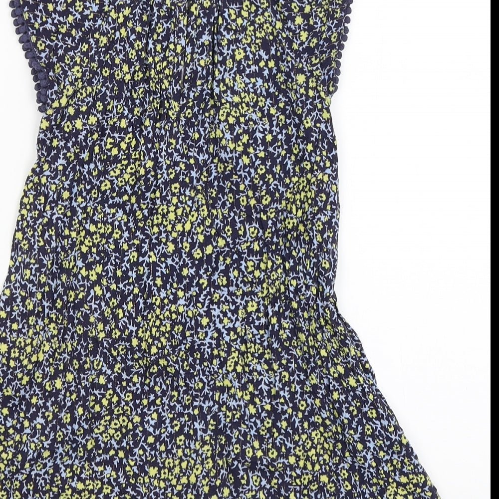 Oasis Girls Blue Floral A-Line Size 4 Years
