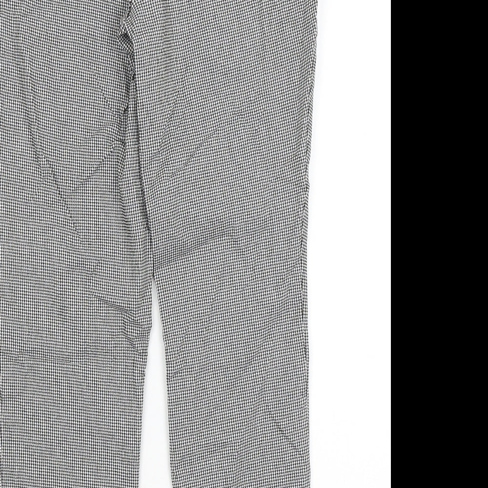 Cynthia Rowley Womens Grey Houndstooth Trousers Size 14 L27 in