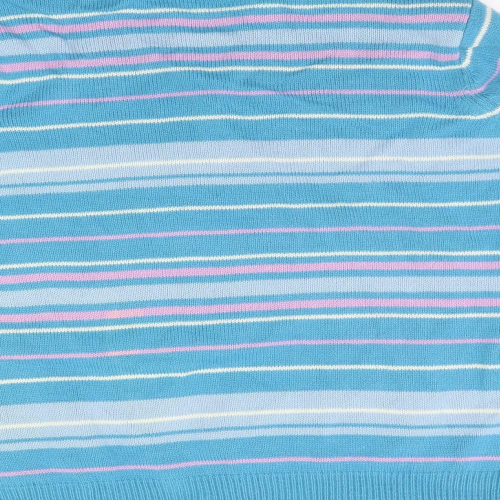 EWM Womens Blue Striped Pullover Jumper Size M