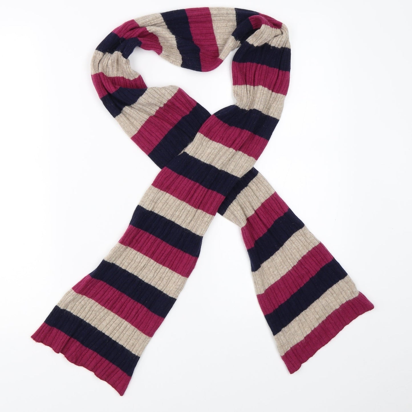 Preworn Womens Purple Striped Scarf