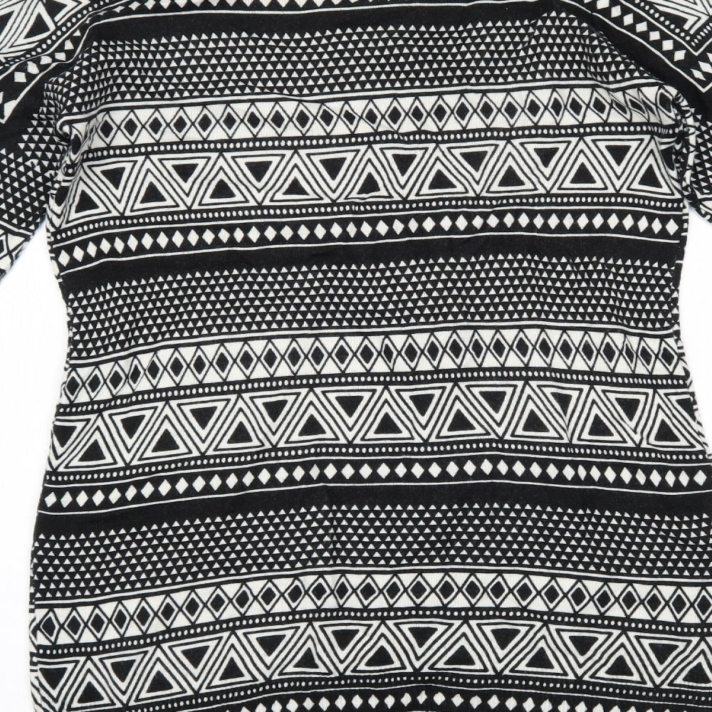 Peacocks Womens Black Geometric Basic Blouse Size 12