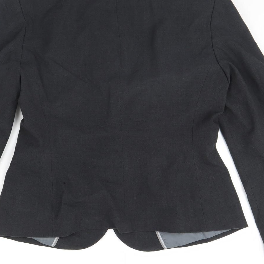 m&s Womens Grey Jacket Blazer Size 12 - Shoulder Pads