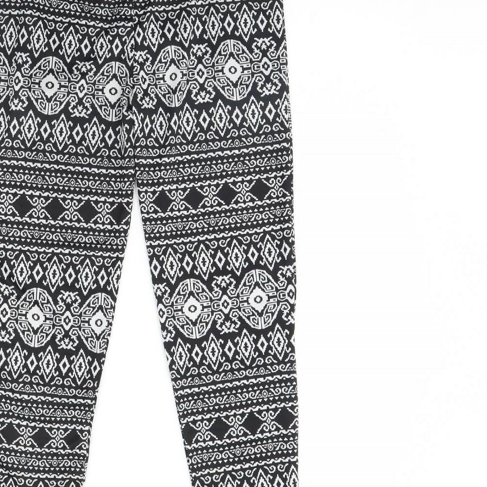 Golden Womens Black Fair Isle Trousers Size 10 L28 in