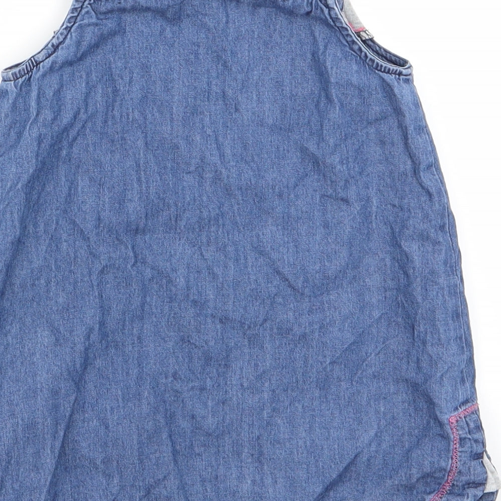 Nutmeg Baby Blue Animal Print Pinafore/Dungaree Dress Size 9-12 Months - Nutmeg, Panda Face Logo