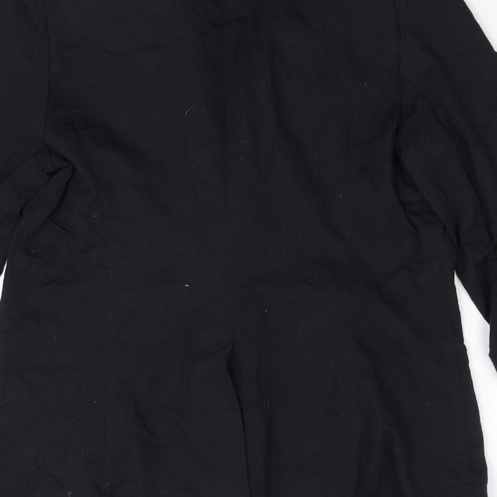 Kenji Womens Black Ramie Jacket Blazer Size 14 - Embellished Collar