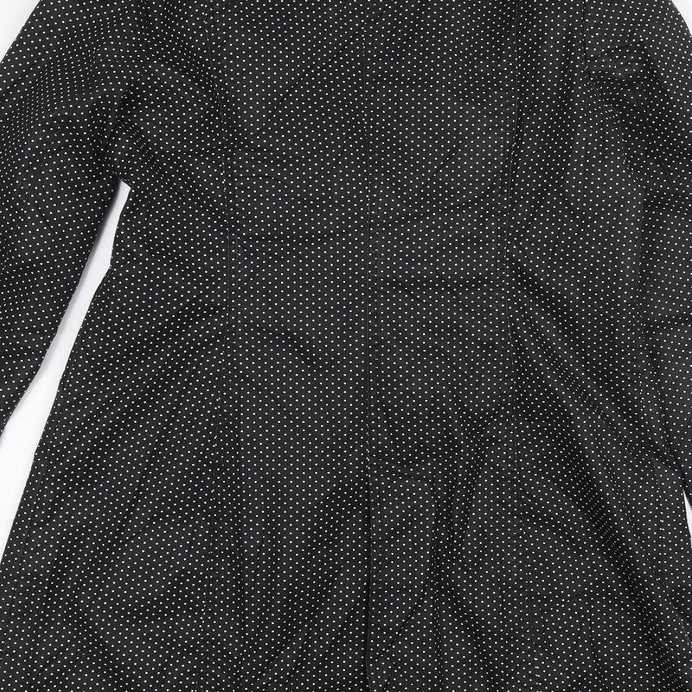 Aphorism Womens Black Polka Dot Overcoat Jacket Size 14