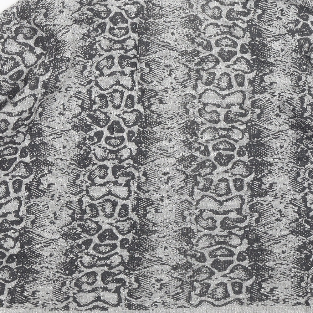 Limited Collection Womens Grey Animal Print Cardigan Jumper Size 10