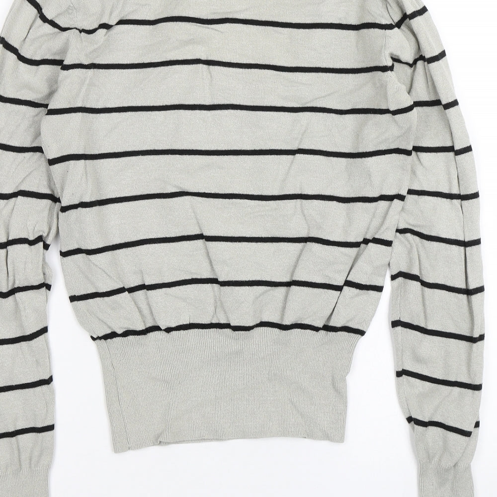 Miss Life Girls Grey Striped Pullover Jumper Size XL