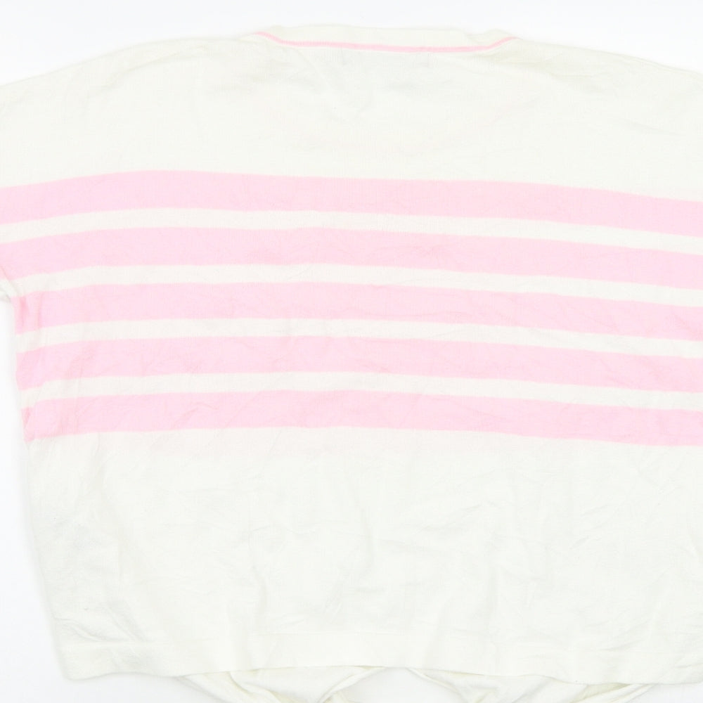 Marks & Spencer Womens White Striped Pullover Jumper Size S