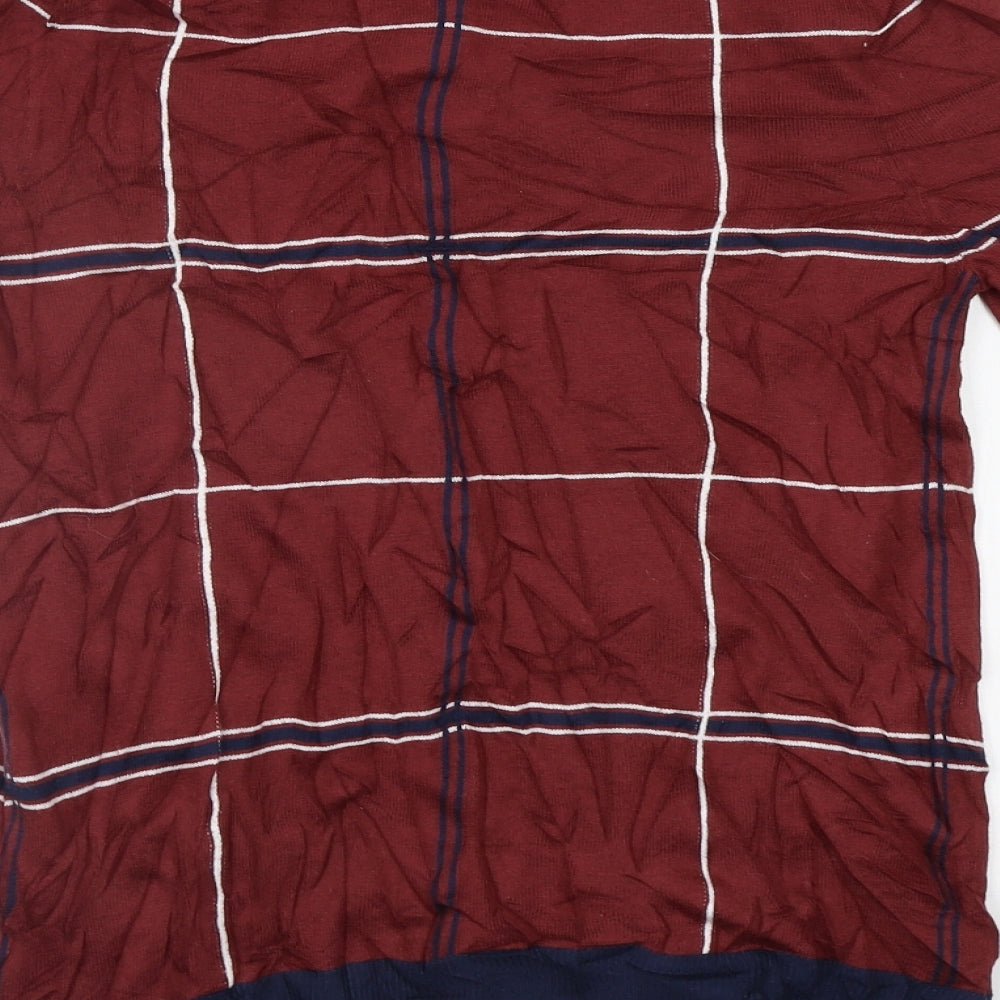 Next Womens Red Check Pullover Jumper Size 10